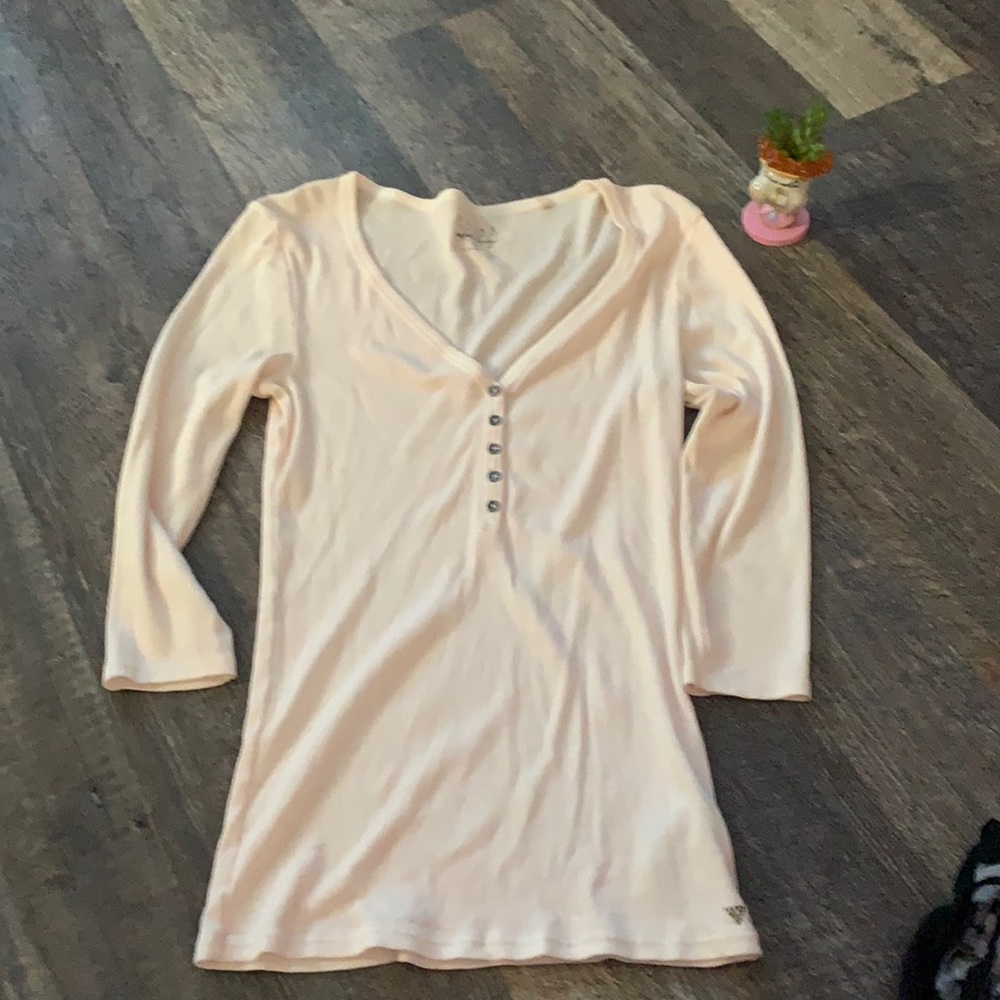 Guess light pink Henley top